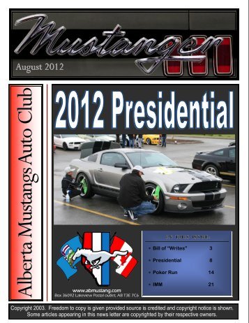 August 2012 - Alberta Mustangs Auto Club