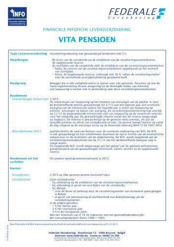 VITA PENSIOEN - Federale Verzekering