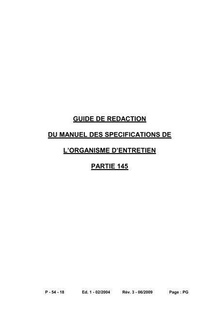 guide de redaction du manuel des specifications de l'organisme d ...