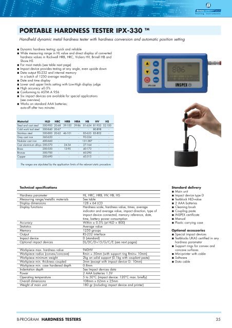 portable hardness tester ipx-330 tm