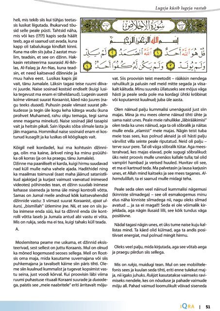 iqra EESTI MOSLEMITE KUUKIRI NR 28 DETSEMBER 2011 ... - Islam