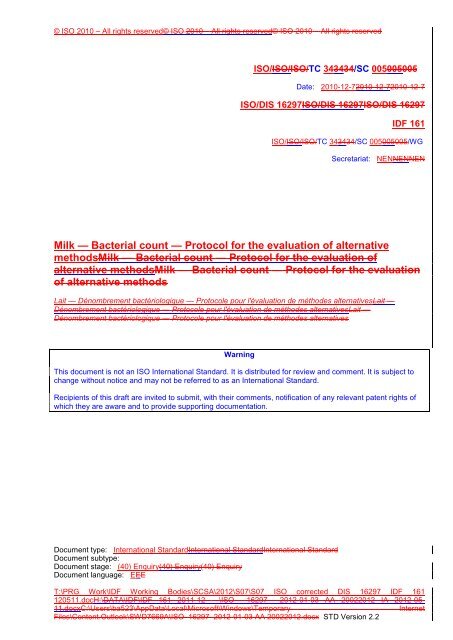 ISO/TC 34/SC 005 - Izba Mleka