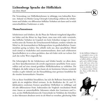 Lichtenbergs Sprache der Höflichkeit - Lichtenberg-Gesellschaft eV