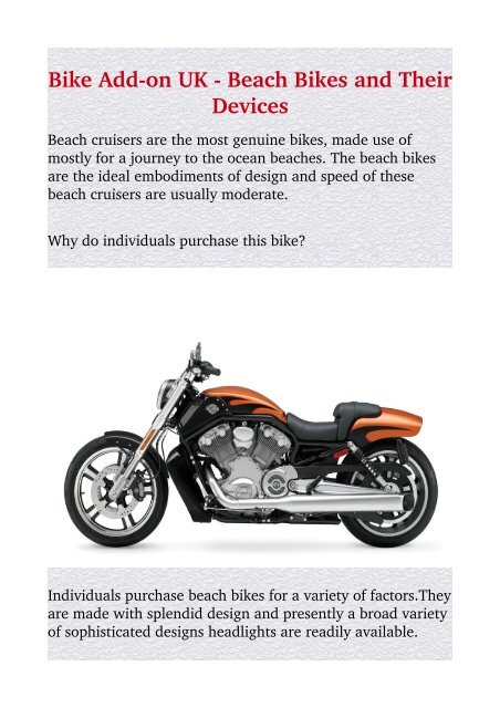 Bike Add­on UK ­ Beach Bikes and Their Devices