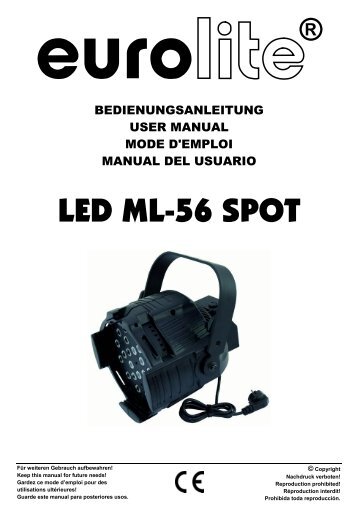 EUROLITE LED ML-56 Spot User Manual - LTT Versand GmbH