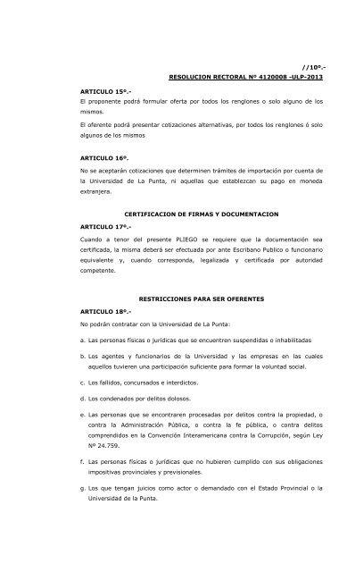 Concurso de Precios NÂº 08-ULP-2013 - Universidad de La Punta ...