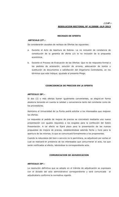 Concurso de Precios NÂº 08-ULP-2013 - Universidad de La Punta ...