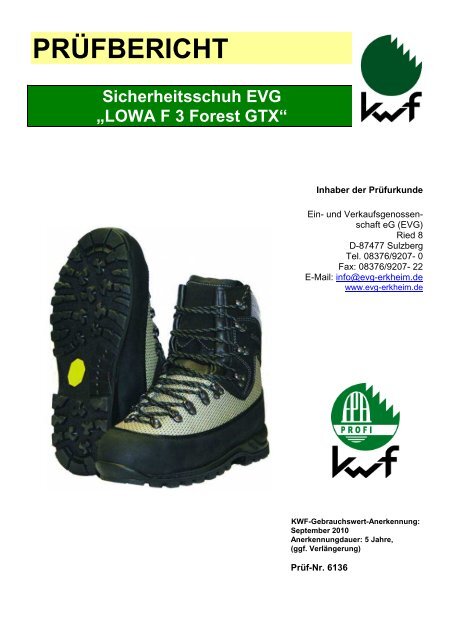 PRÜFBERICHT Sicherheitsschuh EVG „LOWA F 3 Forest GTX“
