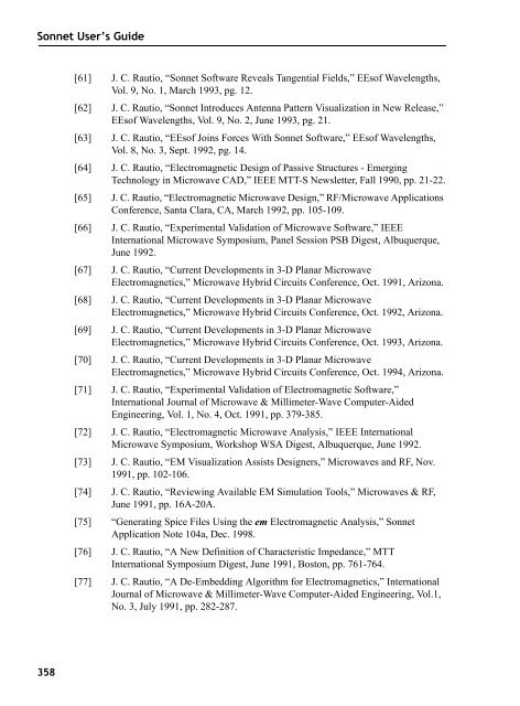 Sonnet User's Guide - Sonnet Software