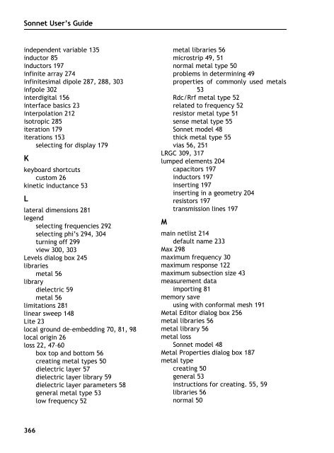 Sonnet User's Guide - Sonnet Software