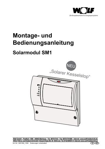 Montage- und Bedienungsanleitung Solarmodul SM1