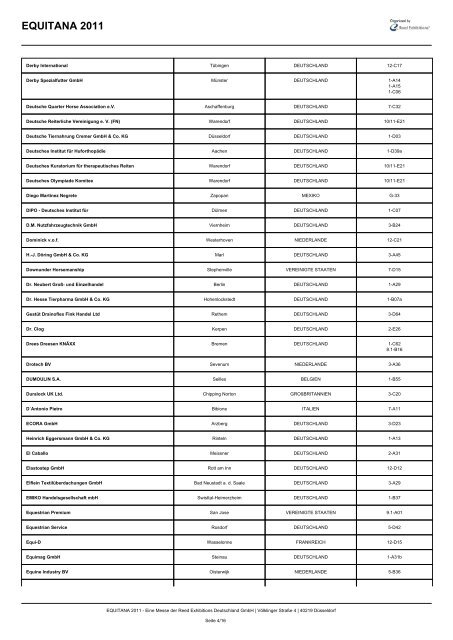 Ausstellerliste der EQUITANA 2011 - Lovasok.hu