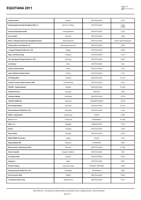 Ausstellerliste der EQUITANA 2011 - Lovasok.hu