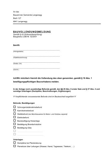 Bauvollendungsmeldung - Freigabe (PDF 26,5 KB) - Langenegg