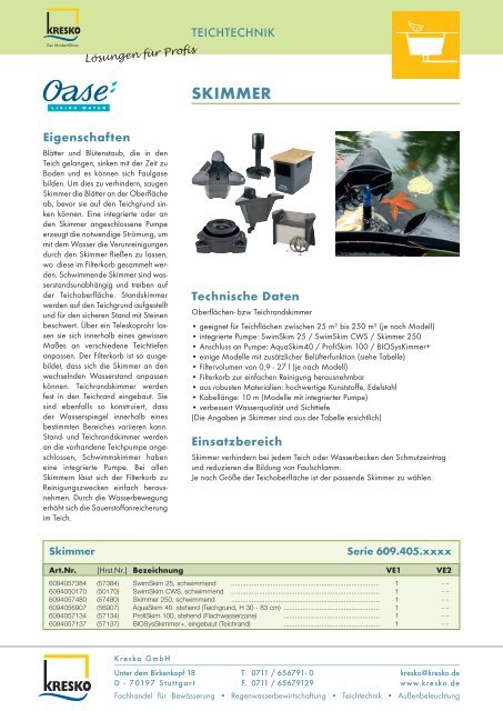 SKIMMER - Kresko GmbH - Fachhandel für Gartentechnik