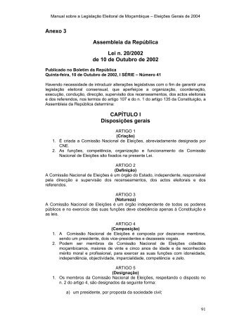 Anexo 3 Assembleia da RepÃºblica Lei n. 20/2002 de 10 de Outubro ...