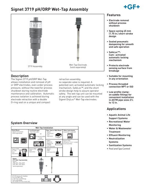 Signet 3719 pH/ORP Wet-Tap Assembly - KTH Sales, Inc.