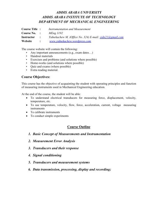 Course Outline.pdf - Yidnekachew
