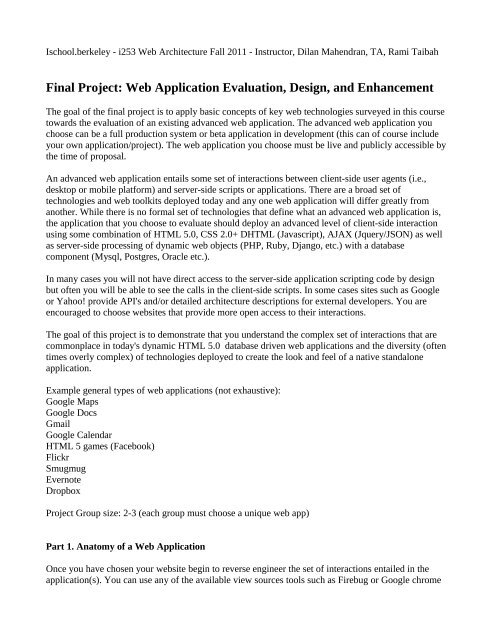 Final Project: Web Application Evaluation, Design, and ... - Courses