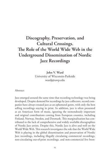 Discography, Preservation, and Cultural Crossings. The Role ... - IIPC