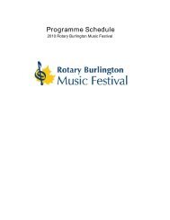 Programme Schedule - Rotary Burlington Music Festival