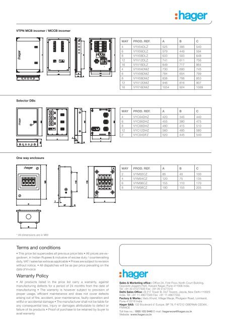 Hager Retail Price_2012_08-05-12 - Ankit Electricals Ltd