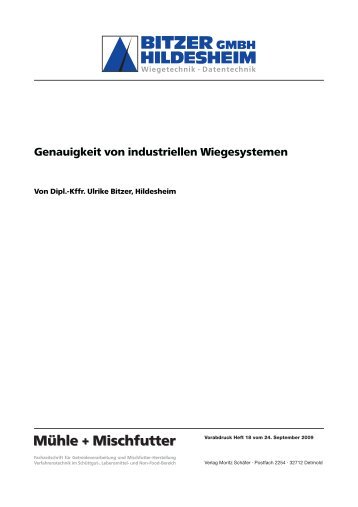 Genauigkeit von industr Wiegesystemen - Bitzer Wiegetechnik GmbH