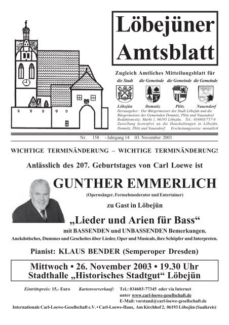 Löbejüner Amtsblatt November 2003