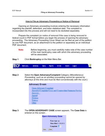 How to File an Adversary Proceeding or Notice of Removal Opening ...