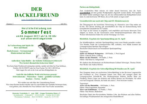 Der Dackelfreund - Nr. 3/2011 - Teckelklub Wiesbaden/ Mainz