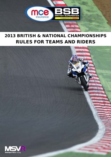 2013 Rules for Teams and Riders