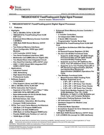 TMS320C6745/C6747 Floating-Point Digital Signal Processors (Rev ...