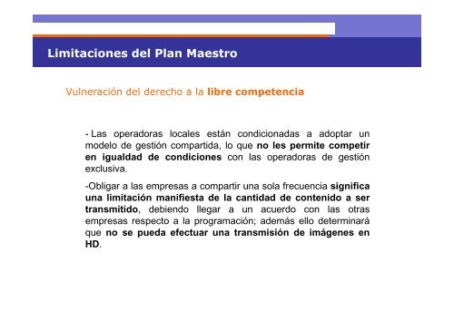 Limitaciones del Plan Maestro - Concortv