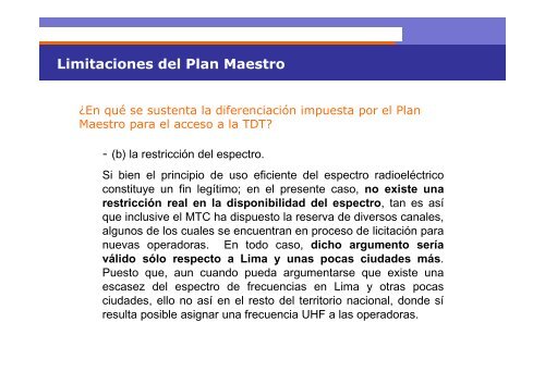 Limitaciones del Plan Maestro - Concortv