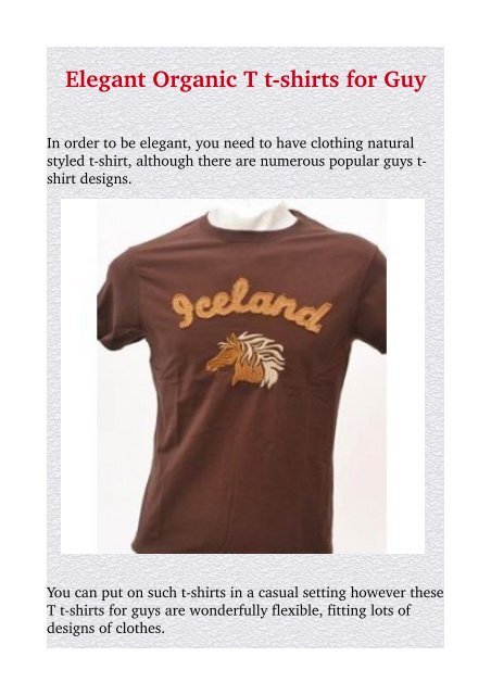 Elegant Organic T t­shirts for Guy