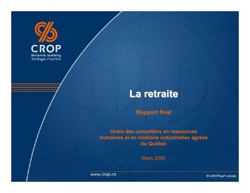 La retraite - Portail de l'Ordre des conseillers en ressources ...