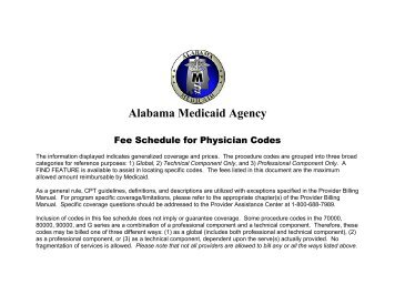 Physicians Fee Schedule - Alabama Medicaid Agency