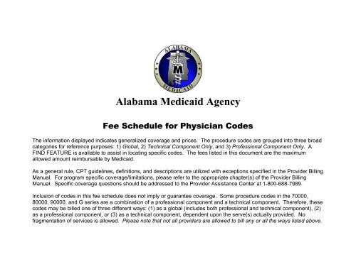 Physicians Fee Schedule - Alabama Medicaid Agency