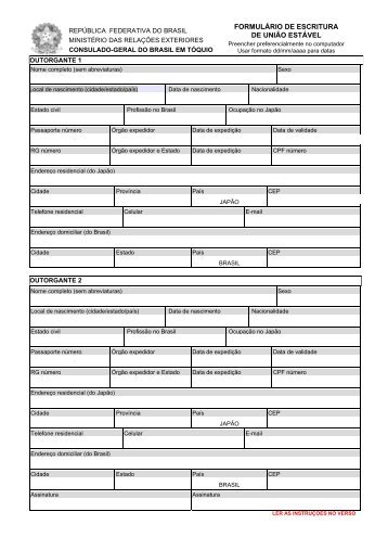 formulÃ¡rio de escritura de uniÃ£o estÃ¡vel - Consulado Geral do Brasil ...