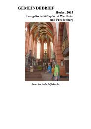 GEMEINDEBRIEF Herbst 2013 - kirchenbezirk wertheim