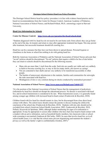 Dieringer School District Head Lice Policy/Procedure The Dieringer ...