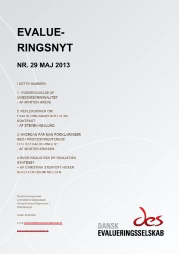 EvalueringsNyt 29. udgave, maj 2013 - Dansk Evalueringsselskab