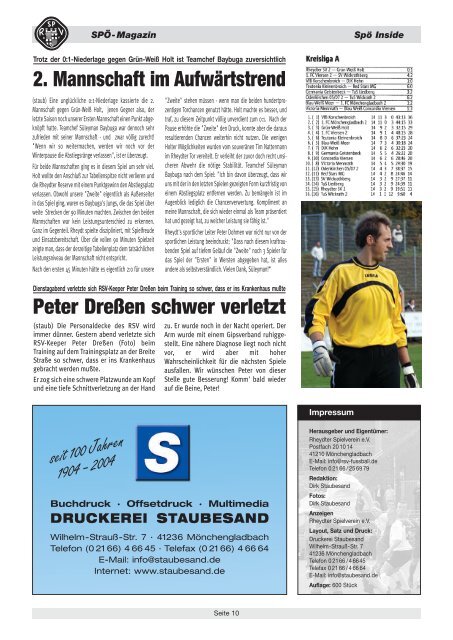 HSV Langenfeld SpÃ¶-Magazin - 26. Jhg ... - beim Rheydter SV