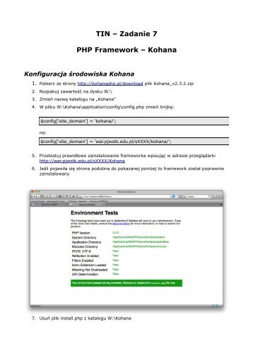 TIN â Zadanie 7 PHP Framework â Kohana - pjwstk