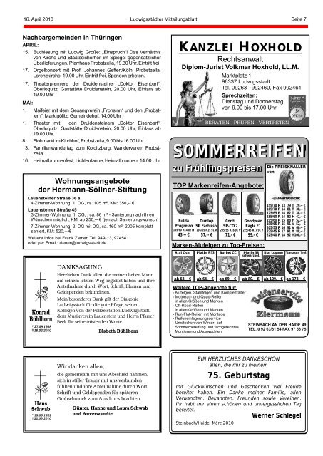 Mitteilungsblatt April - Ludwigsstadt