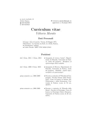 Curriculum vitae - Dipartimento di Filosofia