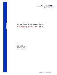 Insurance Deductibles in a Strata Setting - Clark Wilson LLP