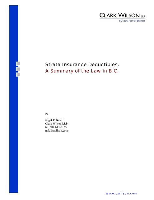 Insurance Deductibles in a Strata Setting - Clark Wilson LLP