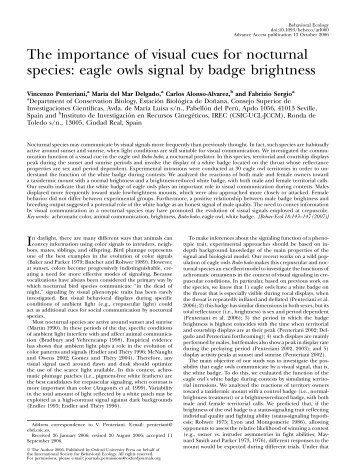 eagle owls signal by badge brightness - Vincenzo Penteriani