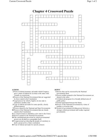 Chapter 4 Crossword Puzzle